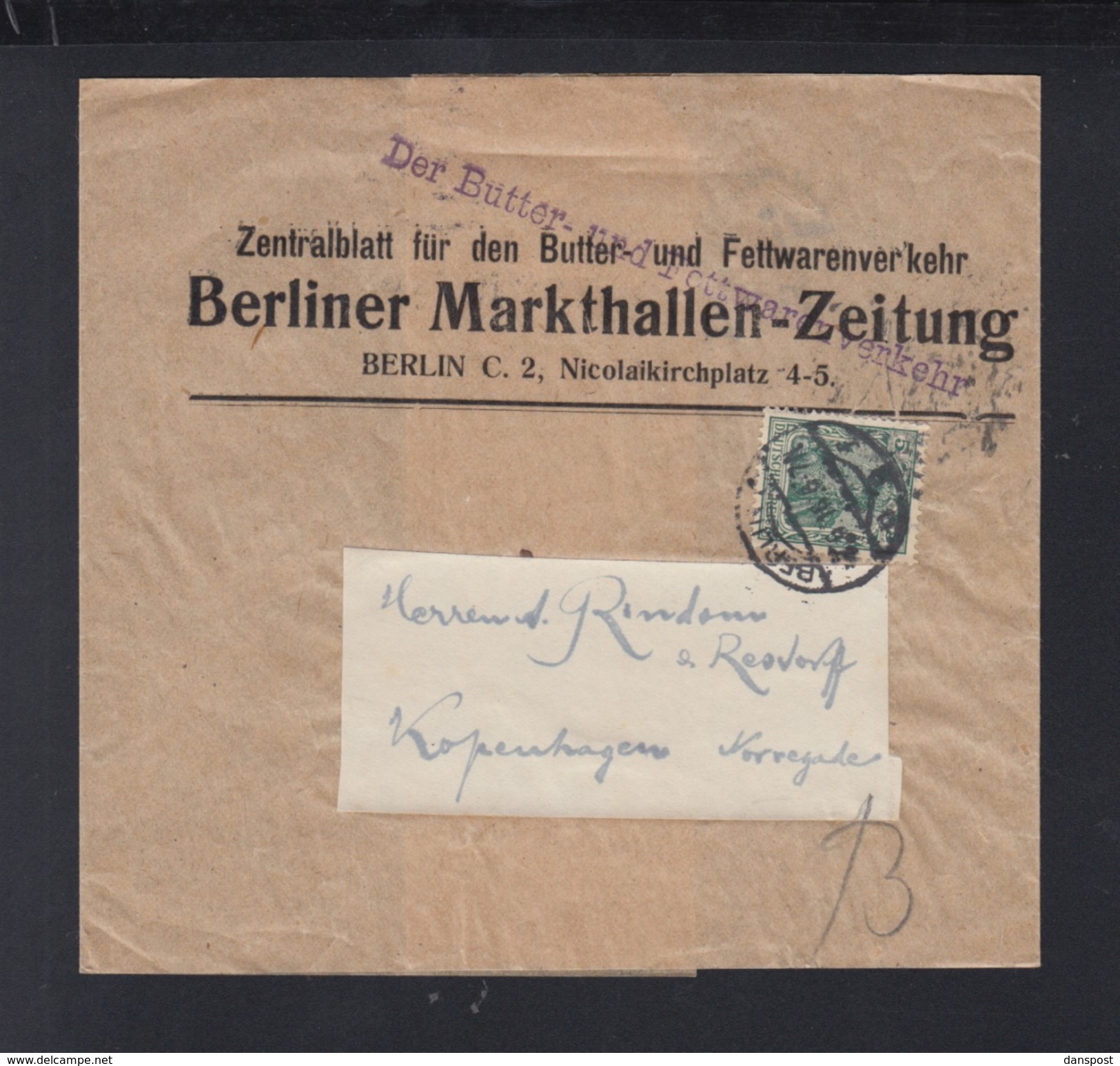 Dt. Reich Streifband 1916 Berliner Markthallen Zeitung - Briefe U. Dokumente