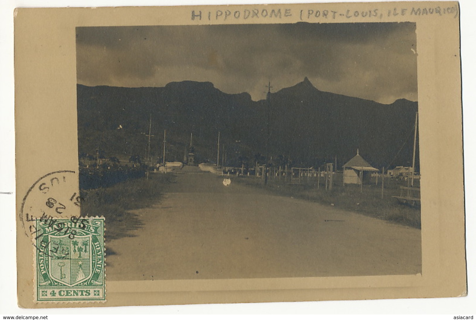 Hippodrome Port Louis Carte Photo Timbrée De Curepipe 1931 Format 12 Par 8,5 - Mauricio