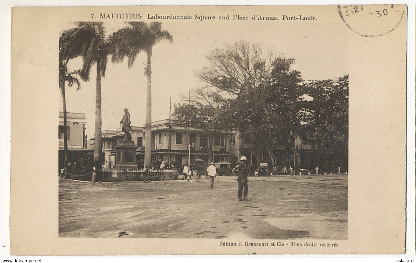 Port Louis 7 Labourdonnais Square And Place D' Armes Edit Grancourt Timbrée - Mauritius