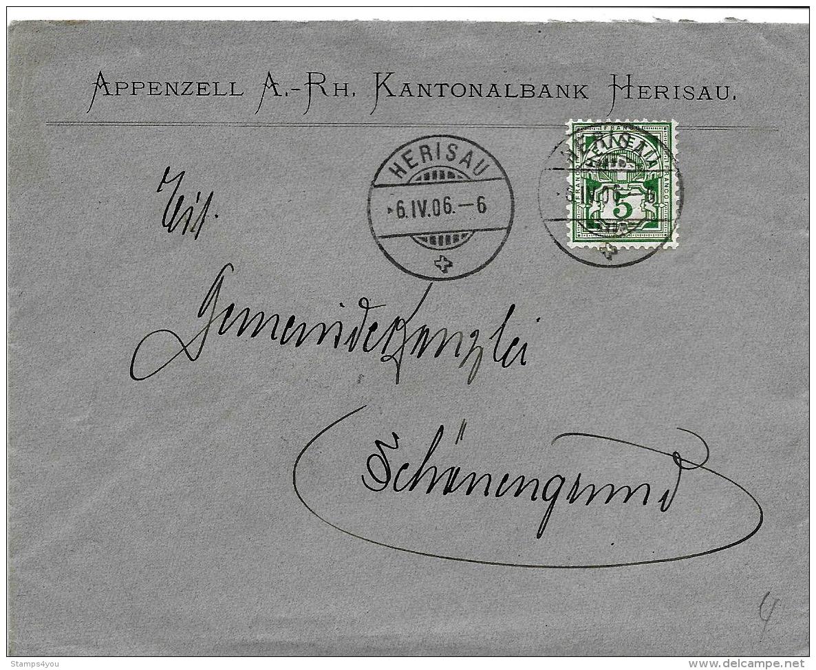 I44 - Enveloppe Avec Superbes Cachets à Date Herisau 1906 - Briefe U. Dokumente