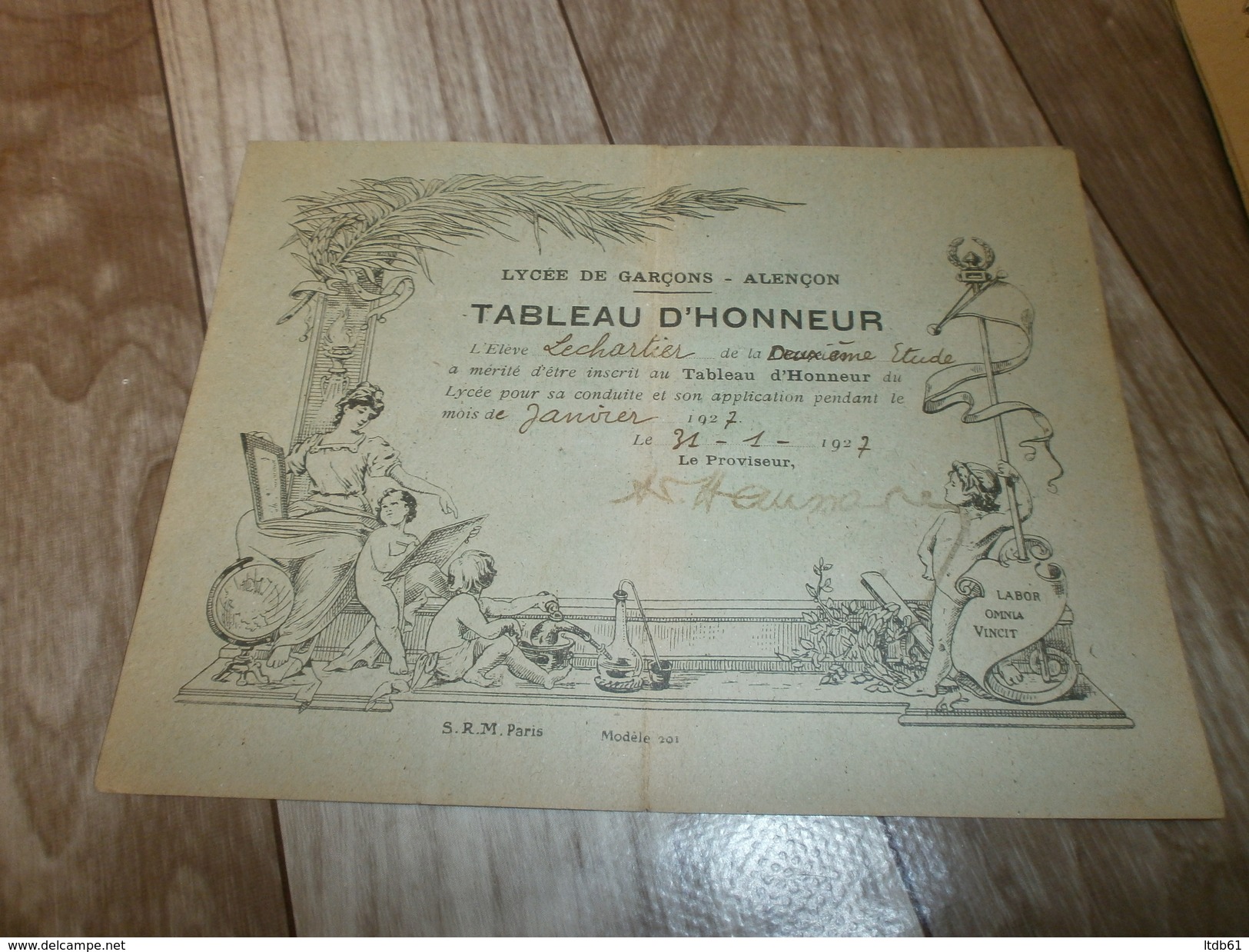 Tableau D 'honneur Lycee De Graçons ALENCON 1927 - Diplômes & Bulletins Scolaires