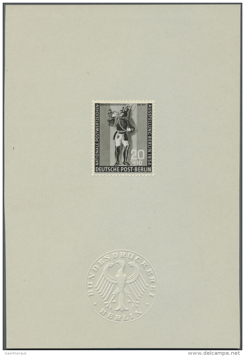 Berlin: 1954, Nationale Postwertzeichen-Ausstellung Als Schwarzwei&szlig;-Foto Aufgeklebt Auf Ank&uuml;ndigungskarton Mi - Ungebraucht