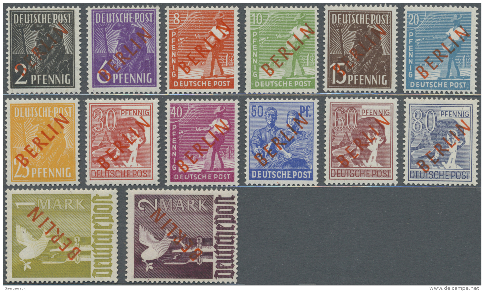 Berlin: 1949, Rotaufdruck, Kompletter Satz Postfrisch, Einwandfreie Z&auml;hnung, Gepr&uuml;ft Schlegel, Mi. 1.400,- - Ungebraucht