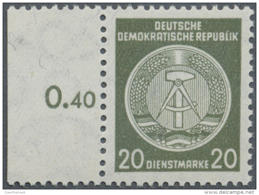 DDR - Dienstmarken A (Verwaltungspost B): 1956, 20 Pf. Hammer Und Zirkel Als Postfrischer Einzelwert Vom Linken Seitenra - Sonstige & Ohne Zuordnung