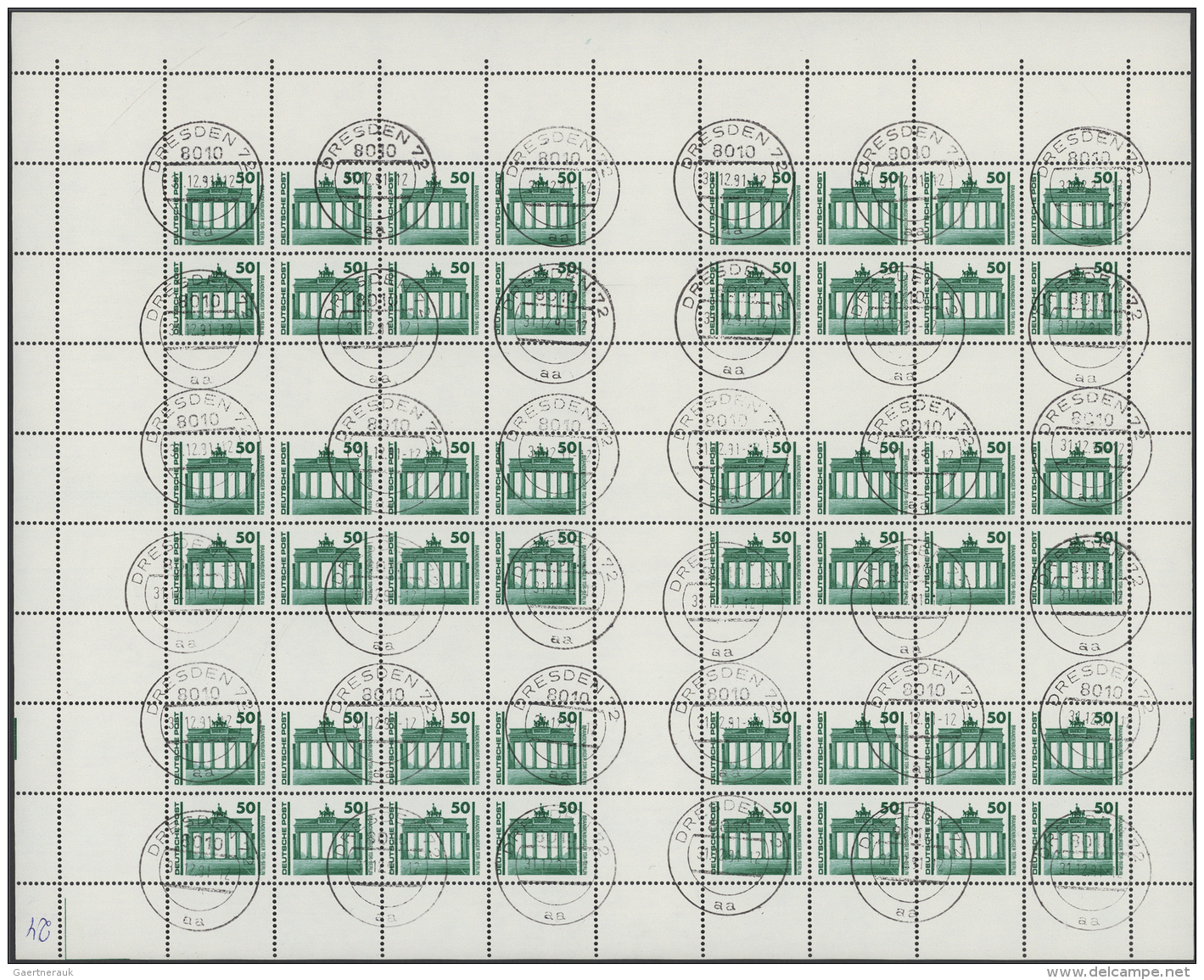 DDR - Markenheftchen: 1990, Freimarken Brandenburger Tor 50 Pf, Kompletter Tadellos Erhaltener Markenheftchenbogen, Selt - Markenheftchen