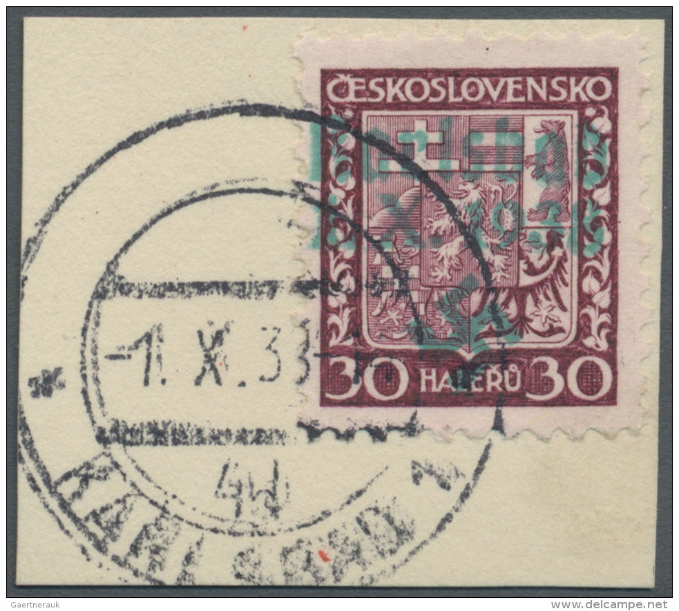 Sudetenland - Karlsbad: 1938, 30 H. Staatswappen Auf Briefst&uuml;ck Mit Ersttagsstempel "KARLSBAD 4d 1.X.38", Kabinett, - Sudetenland