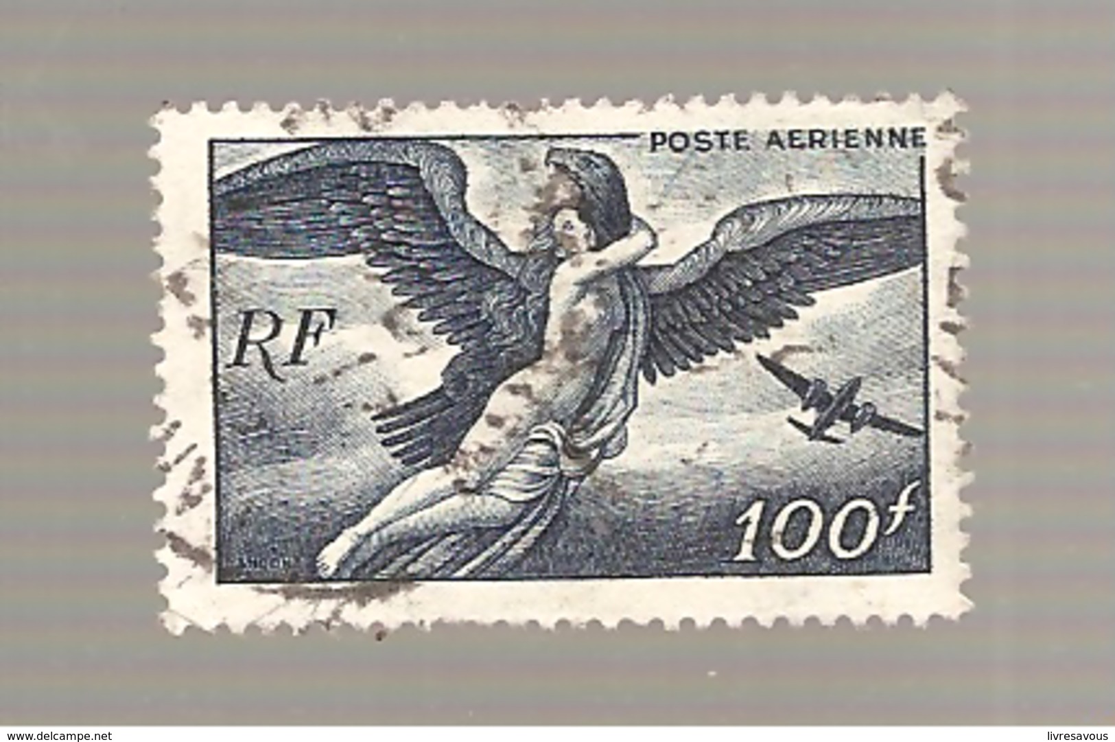 Timbre Poste Aérienne Egine Série Allégories Mythologiques Valeur 100 F De La R.F. De 1946-47  Oblitéré - 1927-1959 Oblitérés