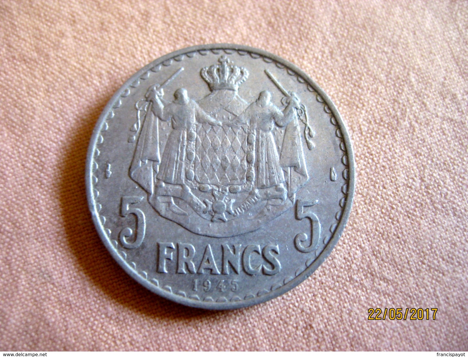 Monaco 5 Francs 1945 - 1922-1949 Louis II