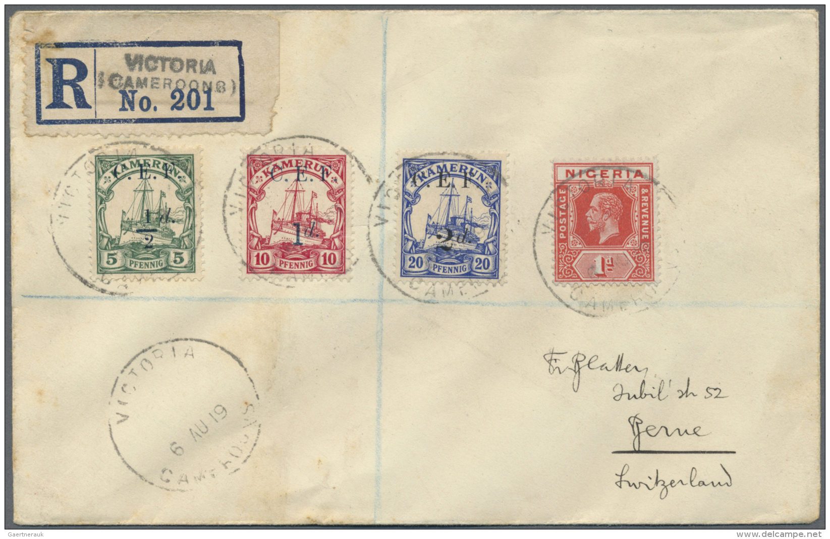 Deutsche Kolonien - Kamerun - Britische Besetzung: 1919, Registered Letter From VICTORIA (CAMEROONS) Franked With C.E.F. - Kamerun