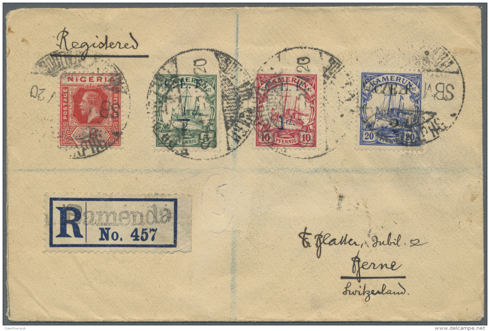 Deutsche Kolonien - Kamerun - Britische Besetzung: 1915, 1/2 D. Auf 5 Pfg., 1 D. Auf 10 Pfg. Und 2 D. Auf 20 Pfg. Kaiser - Kamerun