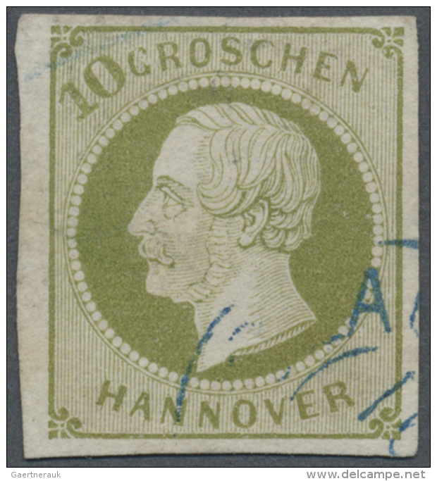 Hannover - Marken Und Briefe: 1861, 10 Groschen Gr&uuml;nlicholiv, Teilstempel "CLAUSTHAL 1", Einriss Links Repariert, F - Hannover