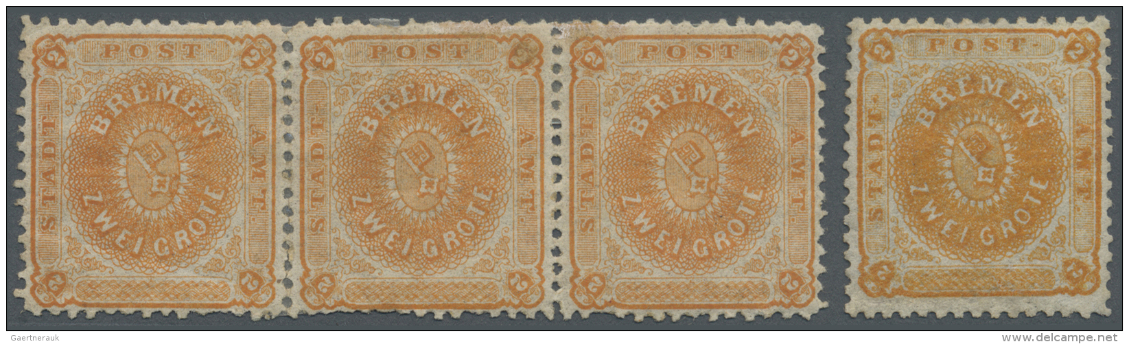 Bremen - Marken Und Briefe: 1866, 2 Gr. (dunkel)r&ouml;tlichorange Als Ungebrauchtes Waagerechtes Paar Mit Links Angest& - Brême