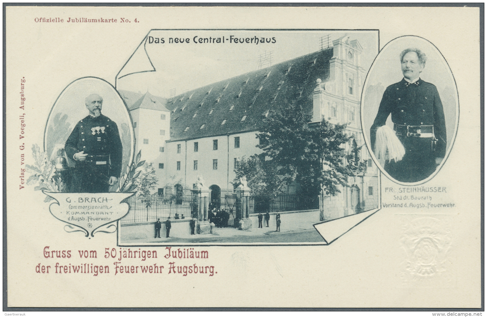 Bayern - Ganzsachen: 1899, 5 Pf Wappen.  5 Ungebr. PrivatGA "Augsburg, 50 J&auml;hr. Jubil&auml;um Der Freiwilligen Feue - Andere & Zonder Classificatie