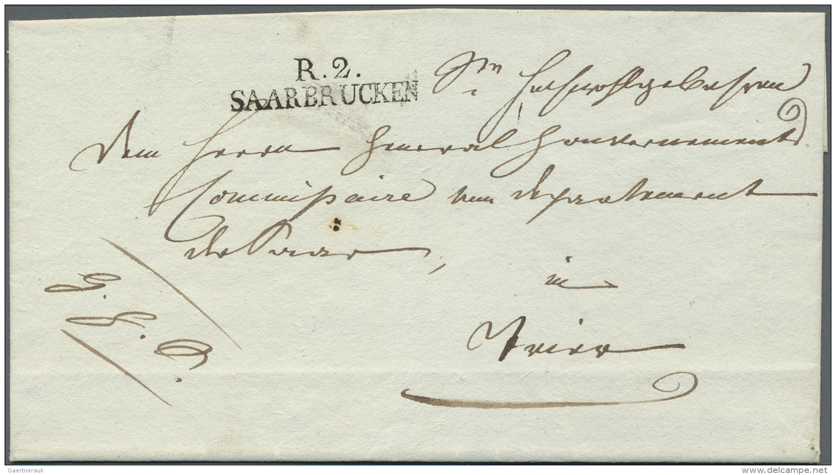 Deutsche Abstimmungsgebiete: Saargebiet: 1815,  L2 "R.2./SAARBR&Uuml;CKEN"  Auf "Herrschaftlicher Dienstsache" Als Kabin - Storia Postale