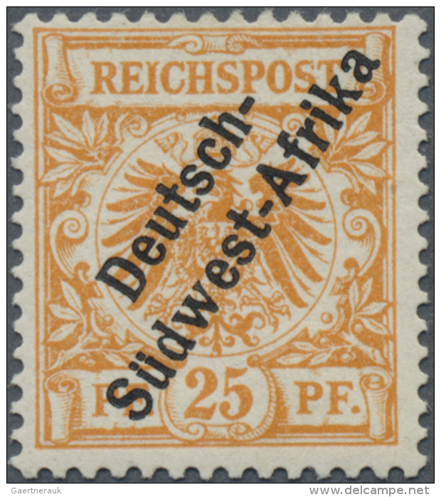 Deutsch-S&uuml;dwestafrika: 25 Pfg. Aufdruck In 3 Worten, Abart " I Von Reichspost Oben Gespalten". Sehr Seltenes St&uum - German South West Africa