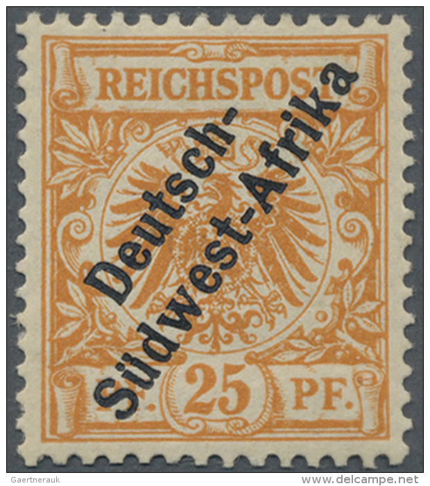 Deutsch-S&uuml;dwestafrika: 1901, 25 Pf Freimarke "Krone/Adler" Mit Schwarzem Buchdruck-Aufdruck. Ungebrauchtes Exemplar - Duits-Zuidwest-Afrika