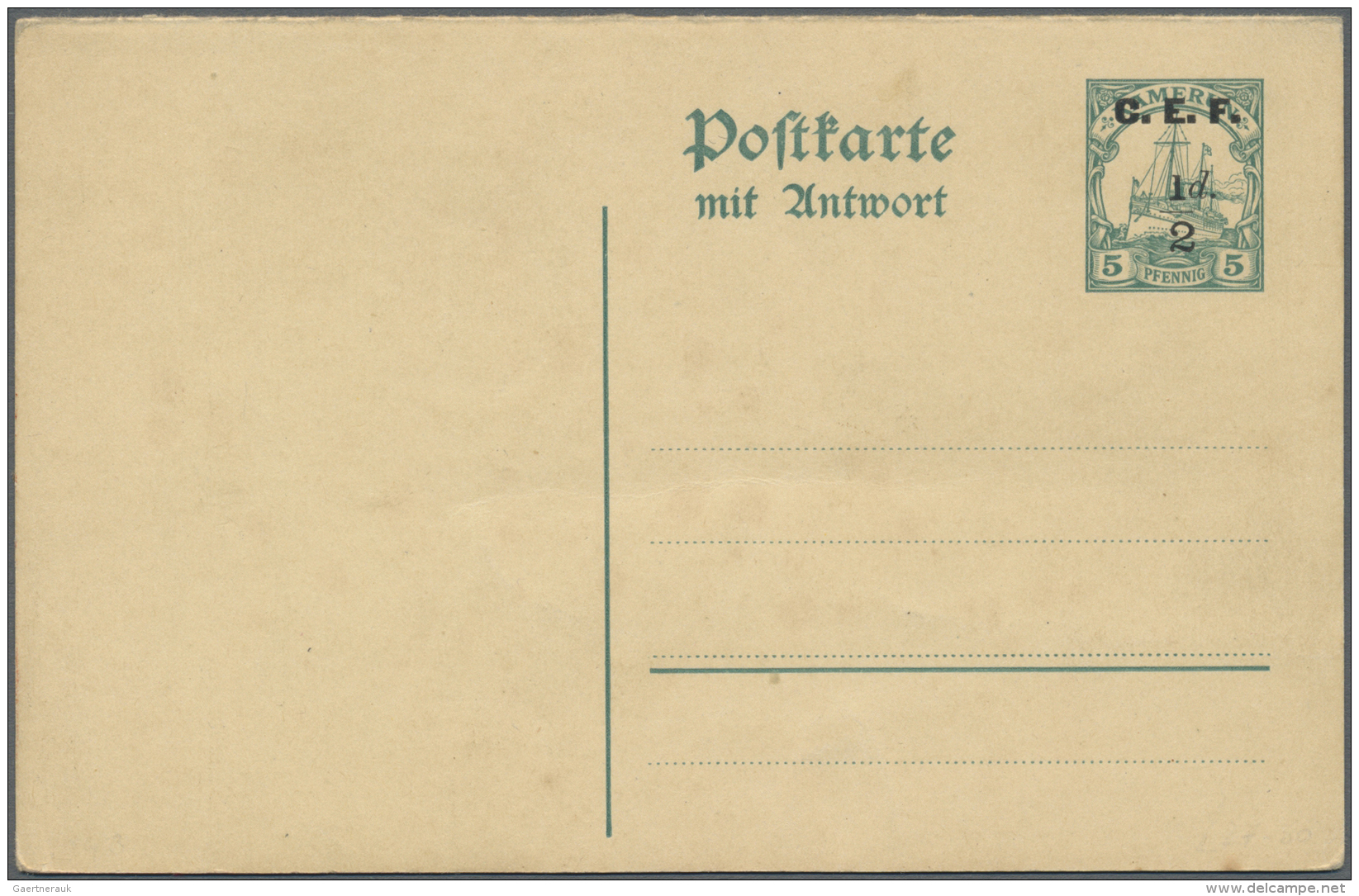 Deutsche Kolonien - Kamerun - Britische Besetzung: 1915, Postal Stationeries, Group Of Three Unused Cards: &frac12;d. On - Kameroen