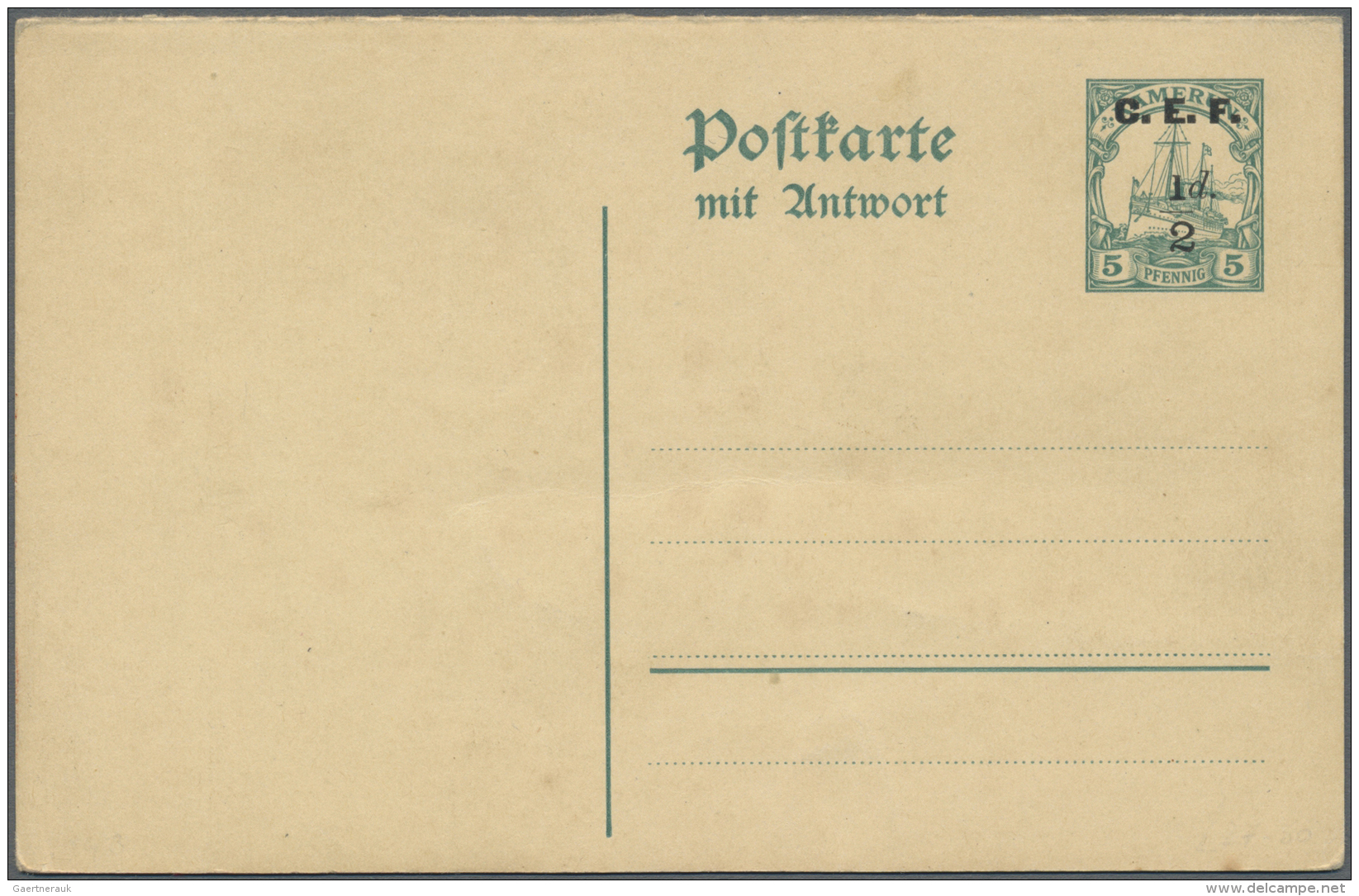 Deutsche Kolonien - Kamerun - Britische Besetzung: 1915, Postal Stationeries, Group Of Three Unused Cards: &frac12;d. On - Kamerun