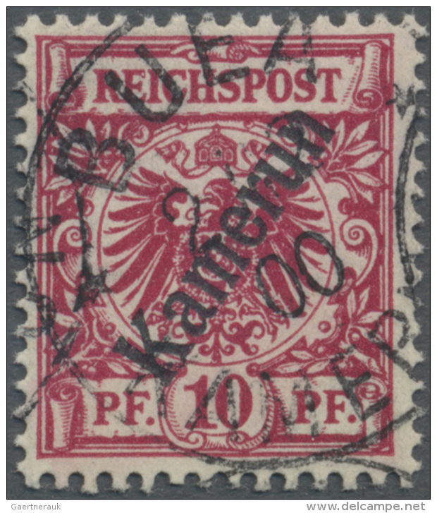 Deutsche Kolonien - Kamerun: 1900. 10 Pf Lilarot "Kamerun", Gestempelt "Buea 2/12 00". Attestkopie F&uuml;r 10er-Block J - Cameroun