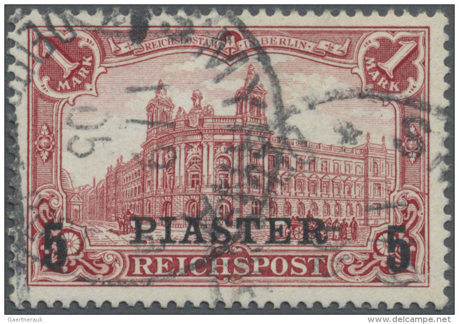 Deutsche Post In Der T&uuml;rkei: 1903, 5 Pia./1 Mk., Br&auml;unlichkarmin, Aufdruck Type II Mit Plattenfehler Der Urmar - Turchia (uffici)