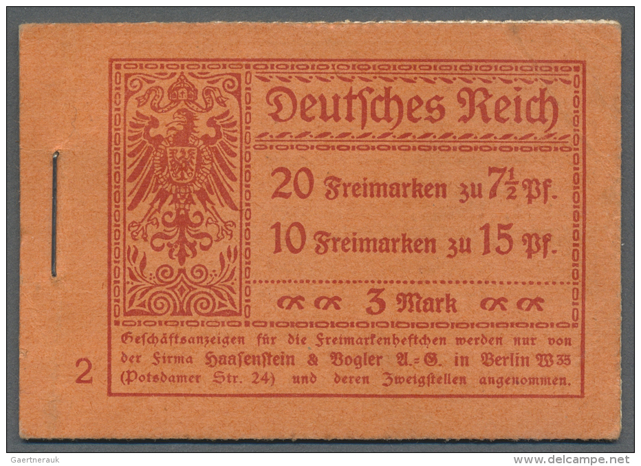 Deutsches Reich - Markenheftchen: 1917, 3 M. Germania-Markenheftchen Mit ONr. 2, Komplett Mit Allen Dgz. Heftchenbl&auml - Carnets