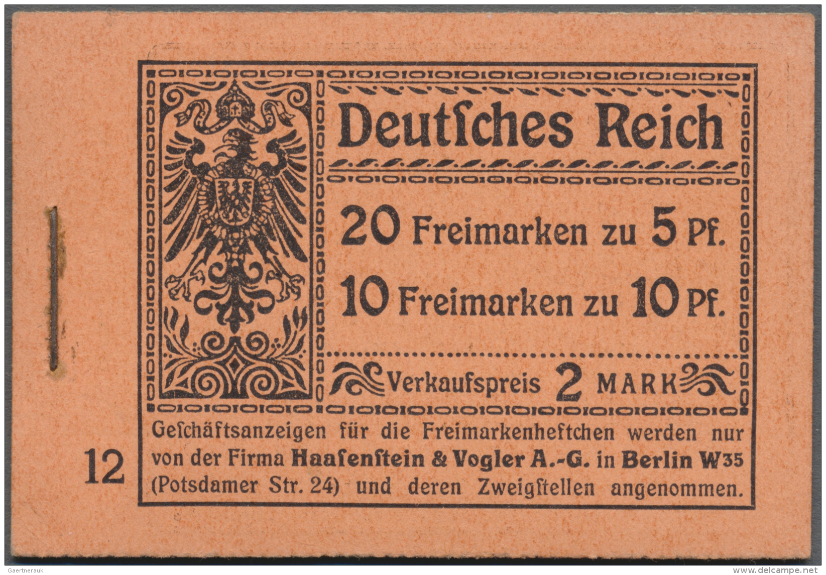 Deutsches Reich - Markenheftchen: 1913/1916, 2 Mark Germania Markenheftchen "5.1 A 2" Postfrisch Mit Heftchenz&auml;hnun - Libretti