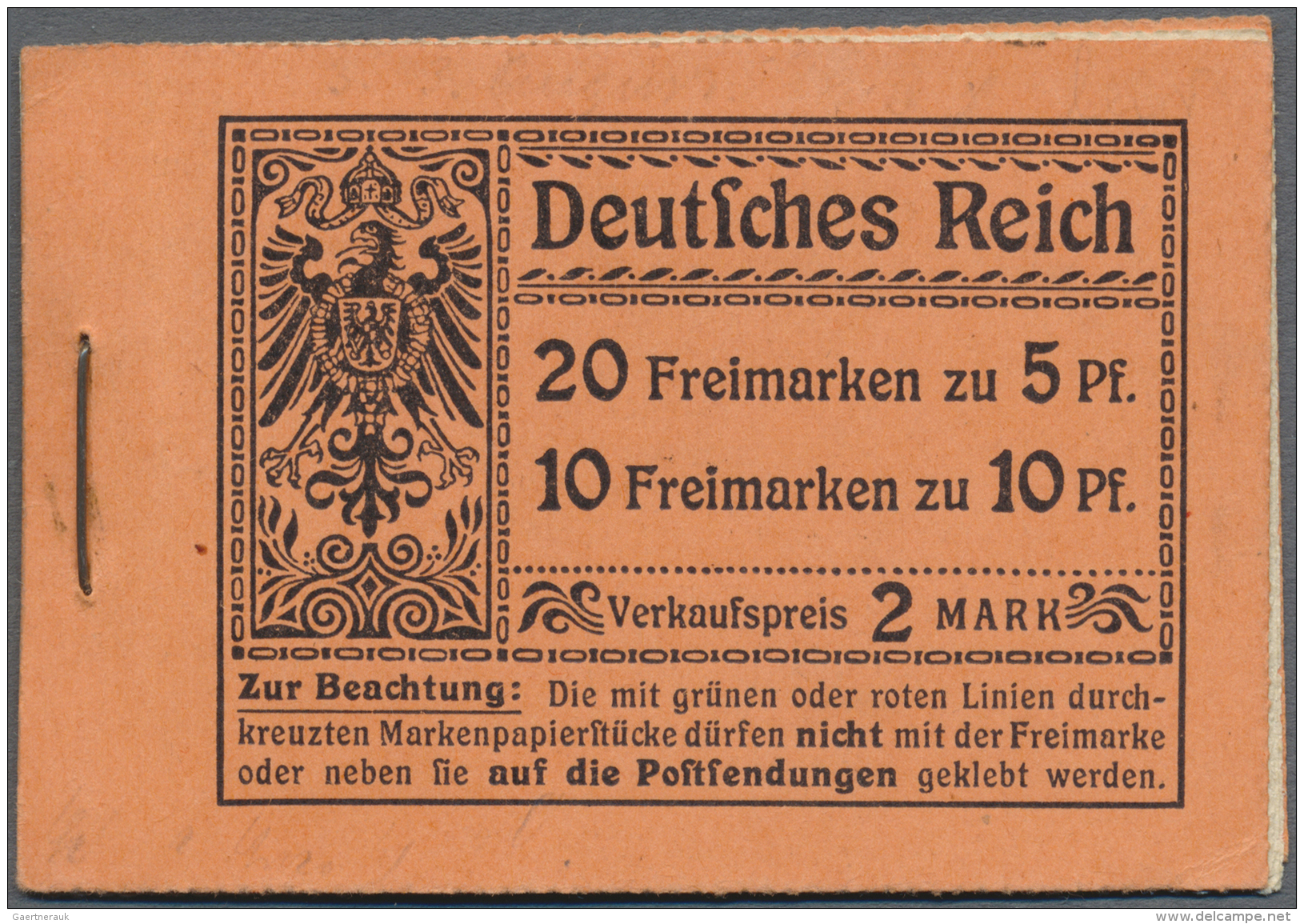 Deutsches Reich - Markenheftchen: 1912, Markenheftchendeckel Und Zwischenbl&auml;tter, OHNE Marken, M&euro; F&uuml;r Kom - Libretti