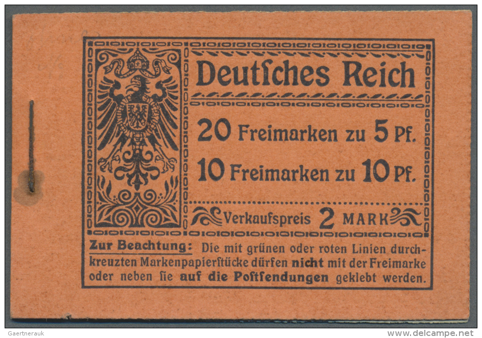 Deutsches Reich - Markenheftchen: 1912, Markenheftchendeckel F&uuml;r Angegebenes MH, Ohne Marken, Aber Mit Zwischenbl&a - Postzegelboekjes