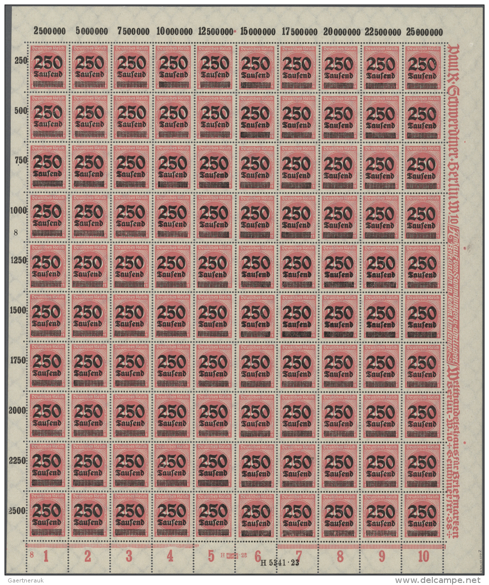 Deutsches Reich - Inflation: 250 T. A. 500 Auf KARTONPAPIER. Seltener Bogen Und Reiner Markenwert Bereits 2200,- &euro;, - Ongebruikt