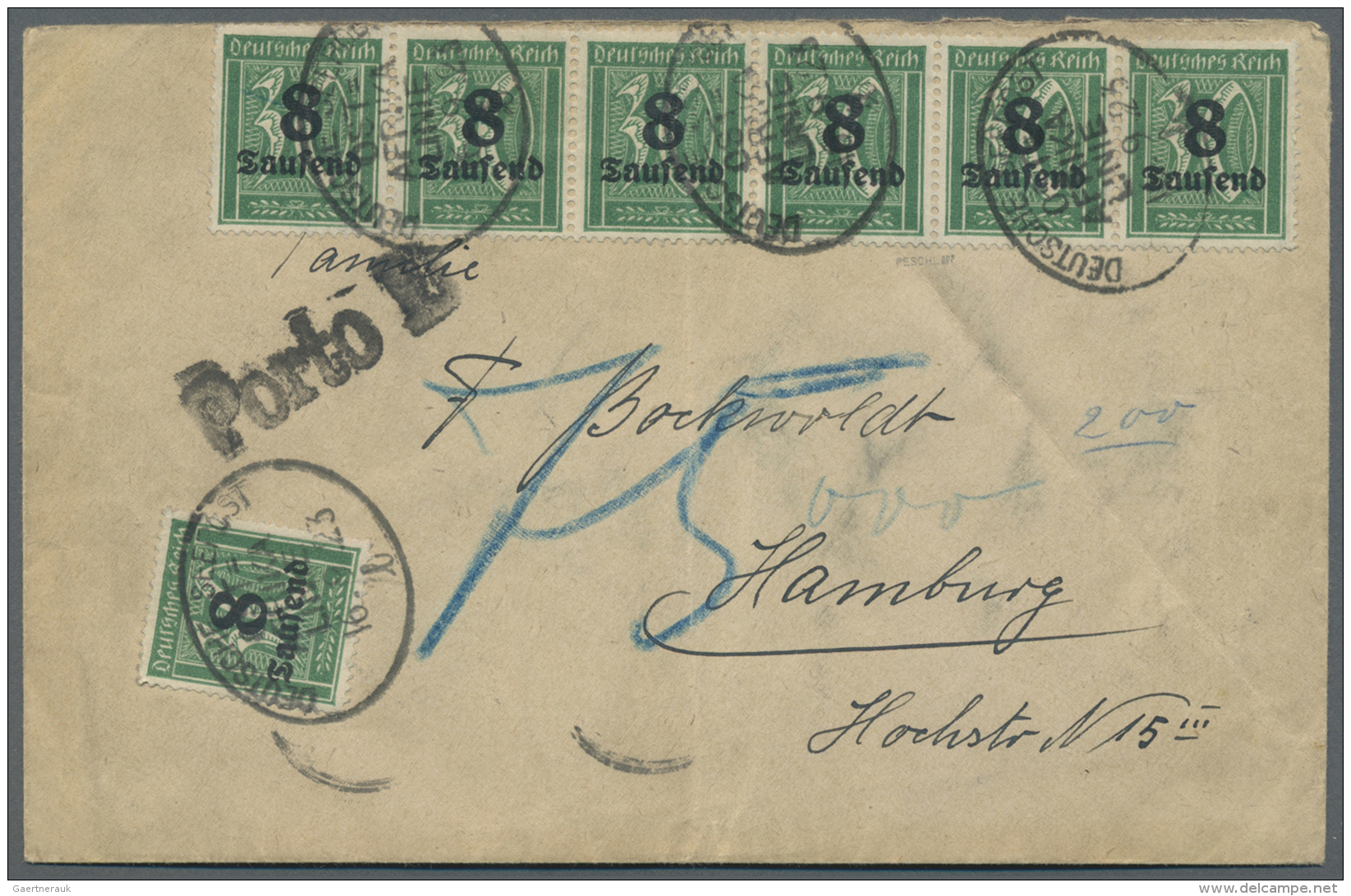 Deutsches Reich - Inflation: 1923, 8 Tausend Auf 30 Pfg., 25 St&uuml;ck Mit Schiffspoststempel "DSP OST-AFRIKA LINIE L 1 - Lettres & Documents