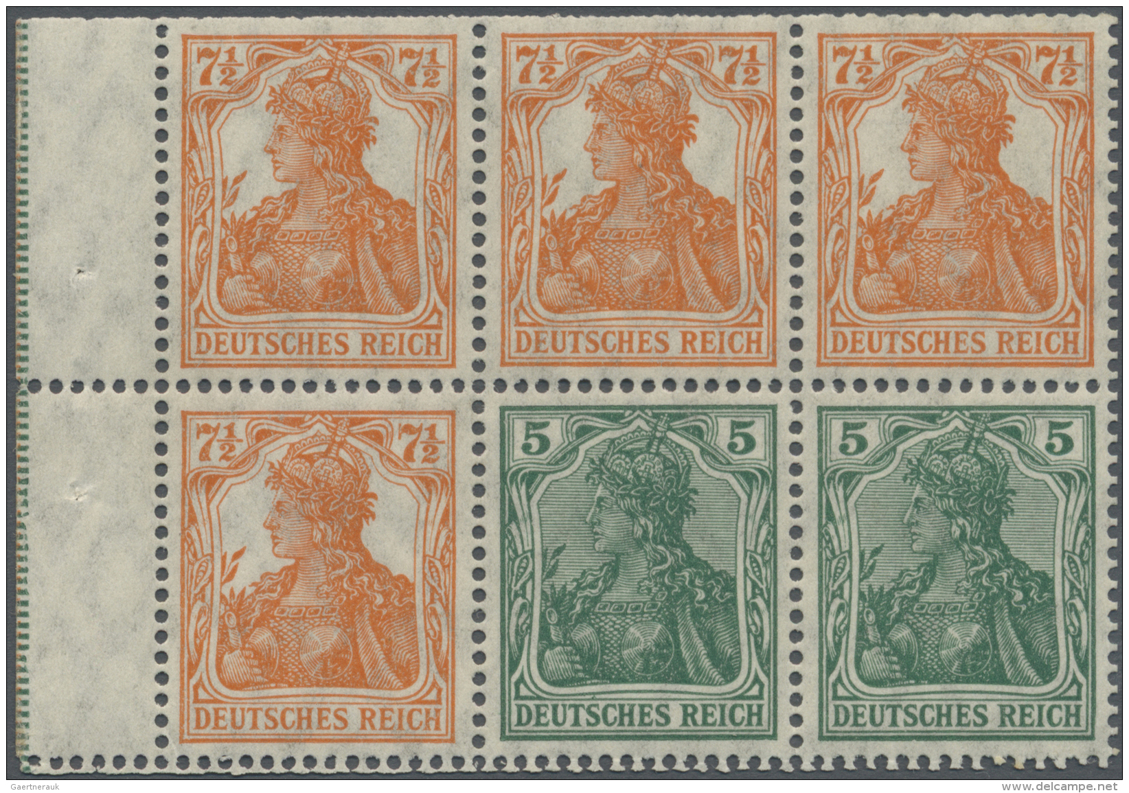 Deutsches Reich - Markenheftchenbl&auml;tter: 1918, Germania 5 Pf. Gr&uuml;n (2) Und 7&frac12; Pf. Orange (4) Im Heftche - Markenheftchen
