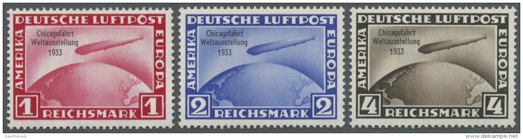 Deutsches Reich - 3. Reich: 1933, Chicagofahrt, Kompletter Satz Mit Sehr Sauberem Erstfalz. - Neufs