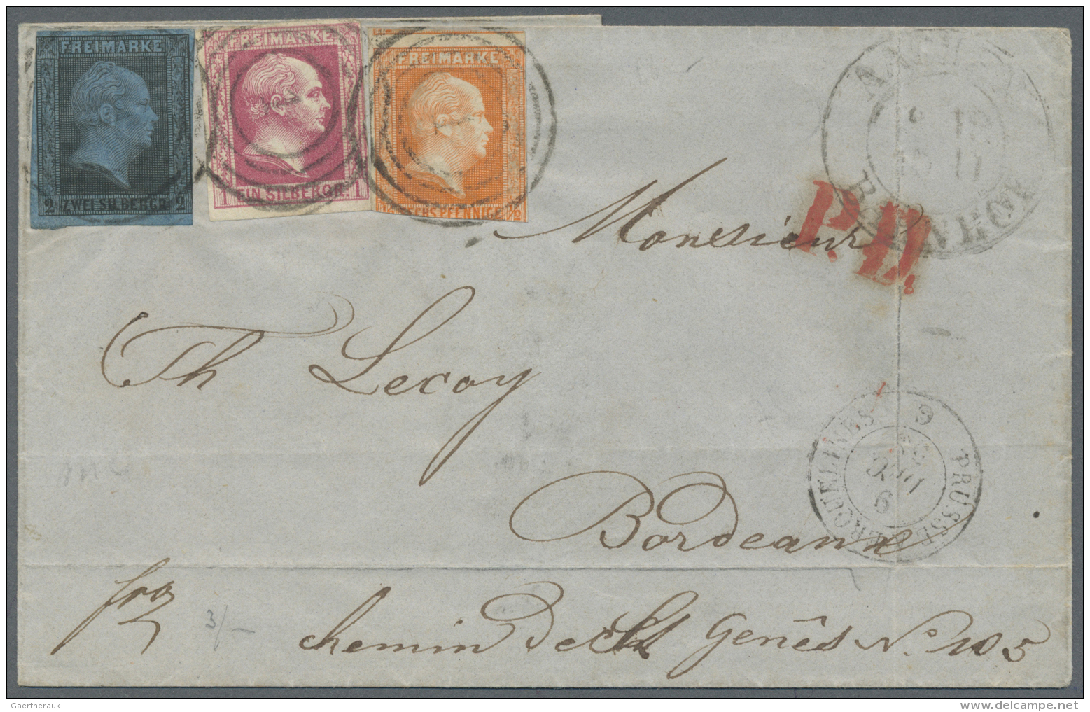 Preu&szlig;en - Marken Und Briefe: 1850, &frac12; Sgr Orange Und 2 Sgr. Schwarz Auf Dunkelblau Mit WZ Und 1856, 1 Sgr. D - Altri & Non Classificati