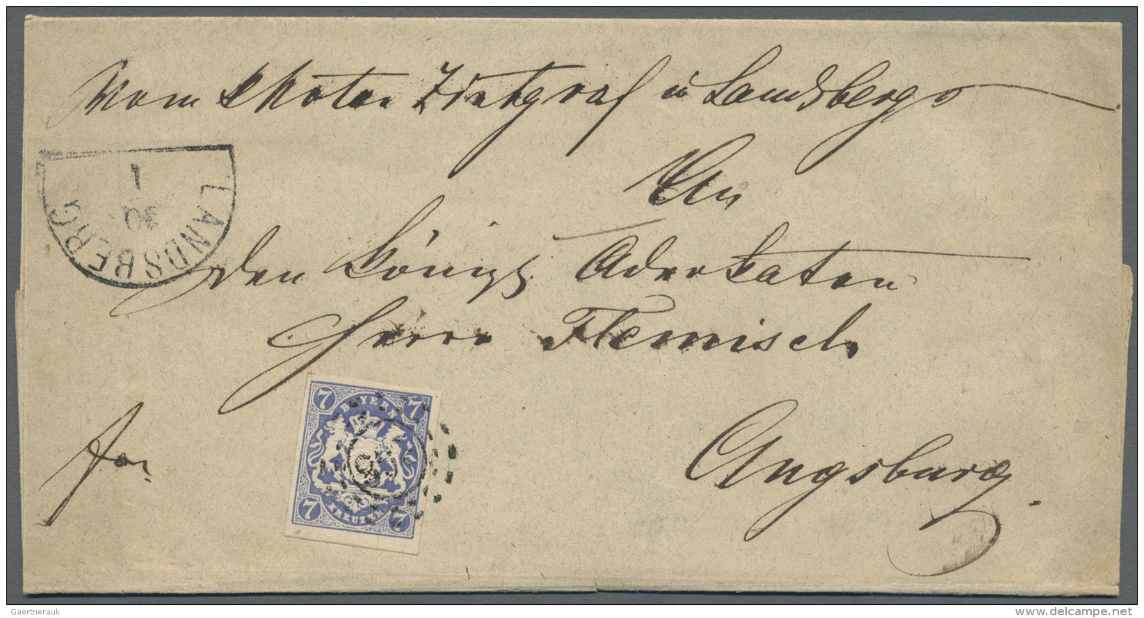 Bayern - Marken Und Briefe: 1868, 7 Kreuzer Mit PLATTENFEHLER "Kreis Um Re. Obere Wertziffer Mehrfach Besch&auml;digt" E - Other & Unclassified