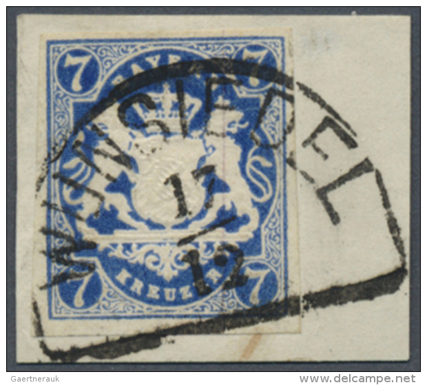 Bayern - Marken Und Briefe: 1868, 7 Kr. Preu&szlig;ischblau, Farbtiefes, Allseits Voll- Bis Breitrandiges Exemplar Auf B - Autres & Non Classés