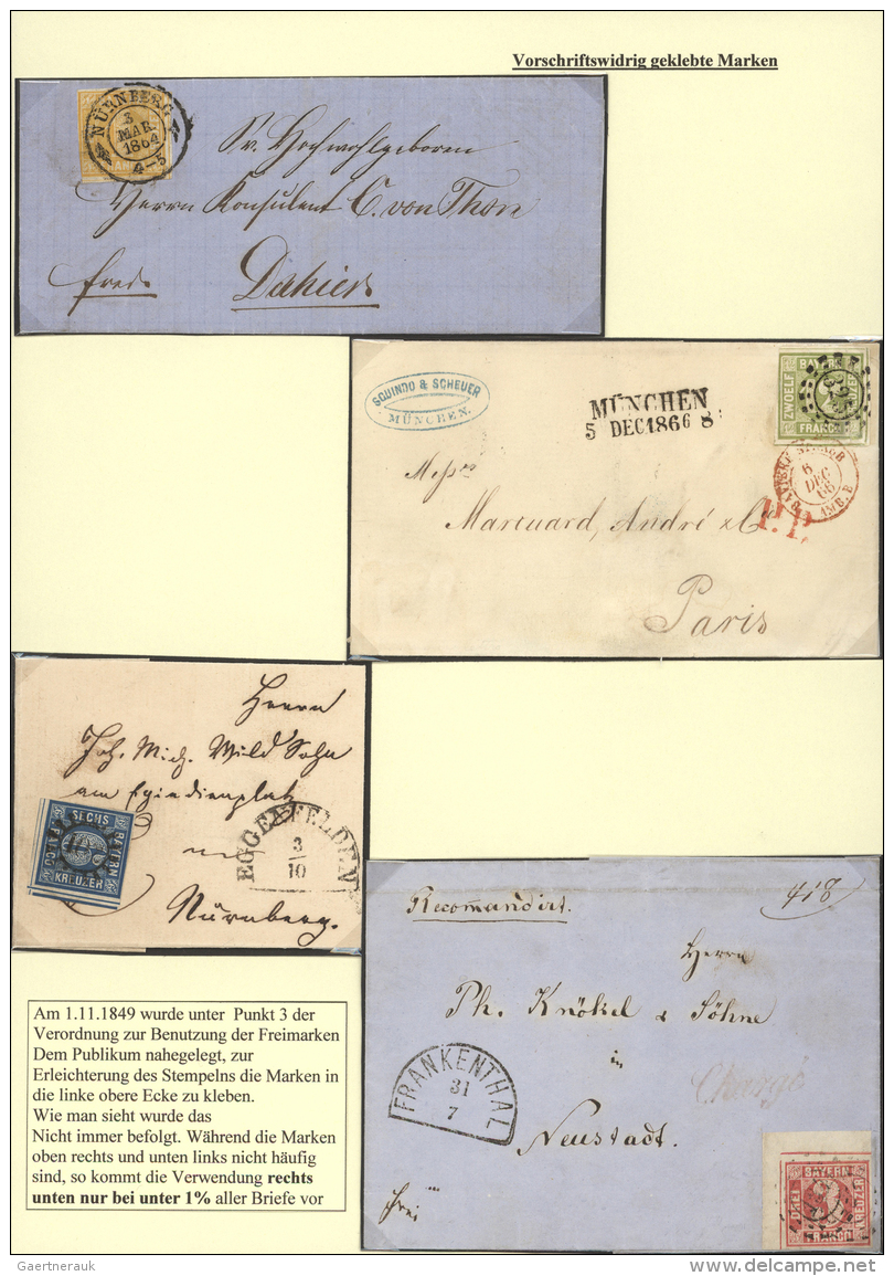 Bayern - Marken Und Briefe: 1862, III Ausgabe "Ziffer Im Quadrat", 4 Sch&ouml;ne Briefe  Jeweils EF 1 Kr Gelb Aus "N&Uum - Andere & Zonder Classificatie