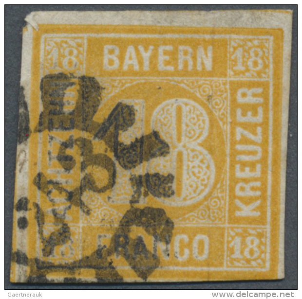 Bayern - Marken Und Briefe: 1854, 18 Kreuzer Gelb Mit GMR "243" Mit Befund Sem BPP. Rechts Unten Winzig Ber&uuml;hrt. - Autres & Non Classés