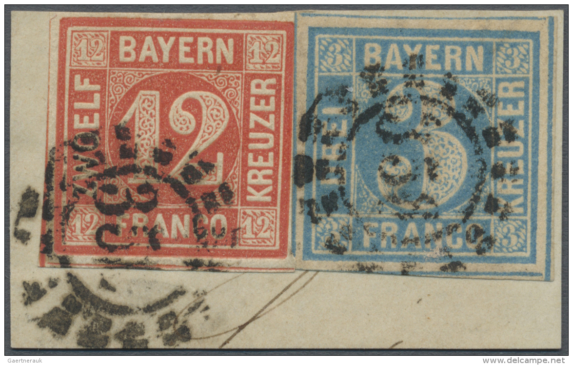 Bayern - Marken Und Briefe: 1858, Freimarken12 Kr Und 3 Kr, Entwertet Mit OMR "356" (N&uuml;rnberg) Auf Kleinem Briefst& - Andere & Zonder Classificatie