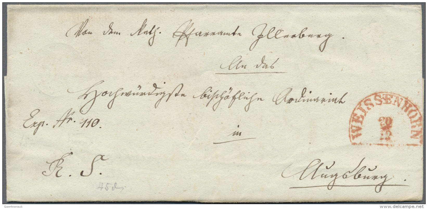 Bayern - Marken Und Briefe: 1845/1869, 3 Rote Und 1 Schwarzer Halbkreisstempel Auf 4 Faltbriefen Aus Br&uuml;ckenau Und - Autres & Non Classés