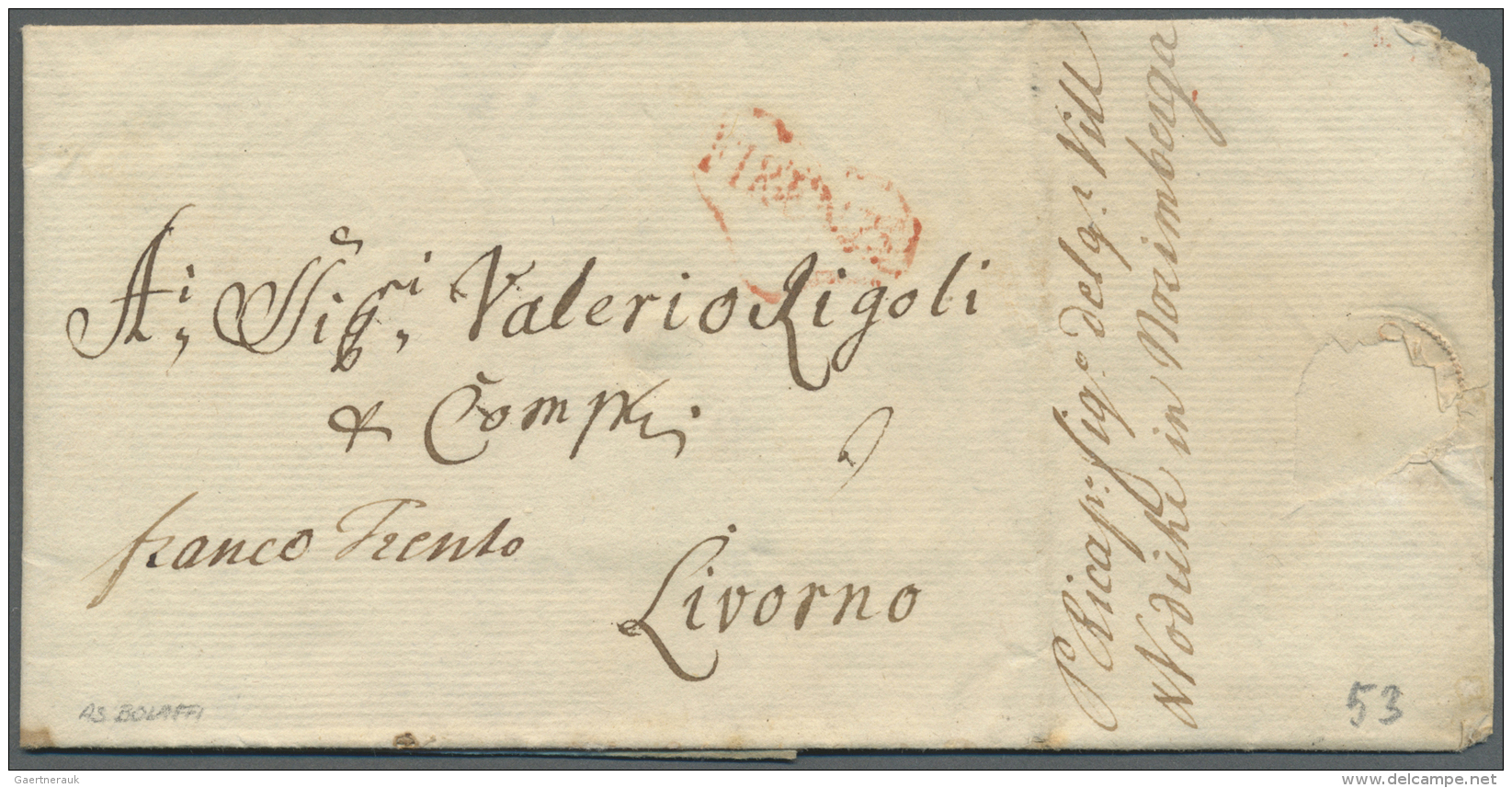 Bayern - Vorphilatelie: 1777, Kompletter Faltbrief Aus "VONSIEDEL" (Wunsiedel) &uuml;ber Forwarder P. RICAP In NORIMBERG - [Voorlopers