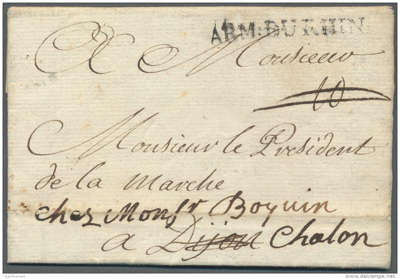 Bayern - Vorphilatelie: 1743: Feldpostbrief Mit "ARM. DU RHIN" Von "Au Camp Laidau" Nach Dijon. - Prephilately