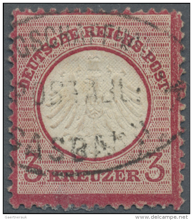 Baden - Postablagestempel: 1872, 3 Kr.  Kleiner Schild, Ausgefallenes Zahnloch 7. FZL R7, Seltener Postablagestempel "SA - Altri & Non Classificati