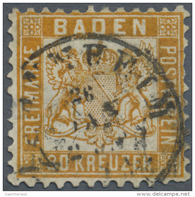 Baden - Marken Und Briefe: 1862, 30 Kr. Lebhaftgelborange Mit K2 "MANNHEIM 26 JAN", Drei Kurze Z&auml;hne Und R&uuml;cks - Altri & Non Classificati