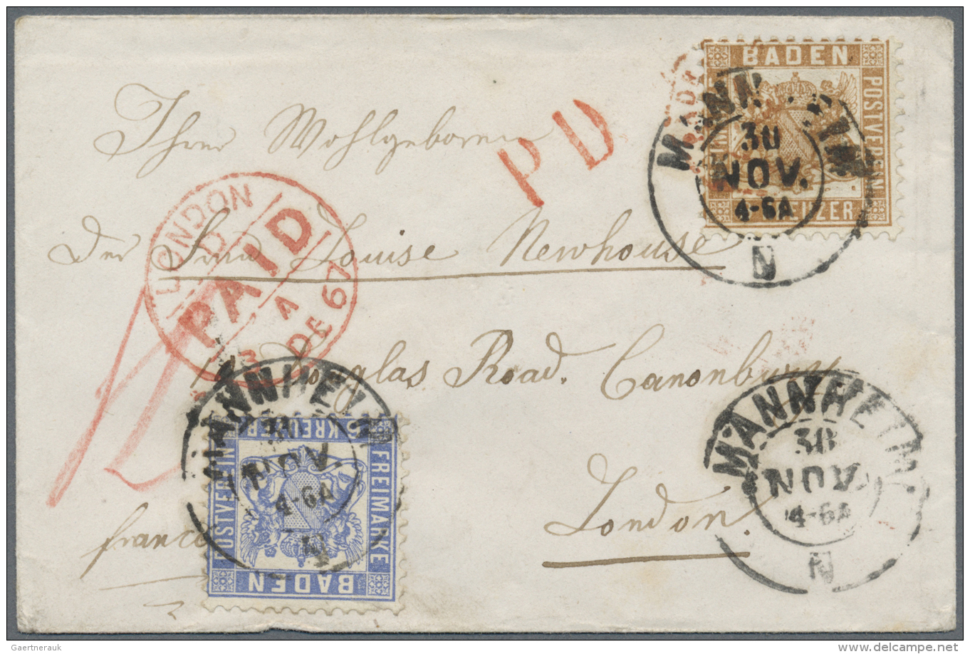 Baden - Marken Und Briefe: 1862, Wappen Mit Weissem Hintergrund 9 Kr. Hellbraun Und 6 Kr. Ultramarin (&frac12; Zahn) Zus - Altri & Non Classificati