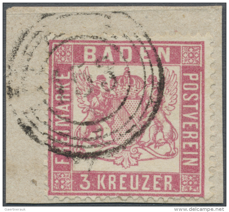 Baden - Marken Und Briefe: 1862, Freimarke 3 Kreuzer Rosakarmin Mit Enger Z&auml;hnung, Auf Kleinem Briefst&uuml;ck Mit - Altri & Non Classificati