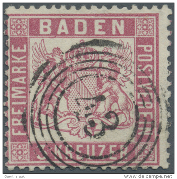 Baden - Marken Und Briefe: 1862, 3 Kreuzer Mittelrosarot Tadellos Gestempelt "43". Michel 380,- &euro; - Other & Unclassified