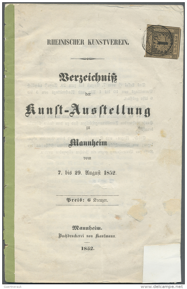Baden - Marken Und Briefe: 1852, 1 Kr. Schwarz Auf Braun, Farbtiefes Exemplar, Rechts Angeschnitten, Sonst &uuml;berrand - Altri & Non Classificati