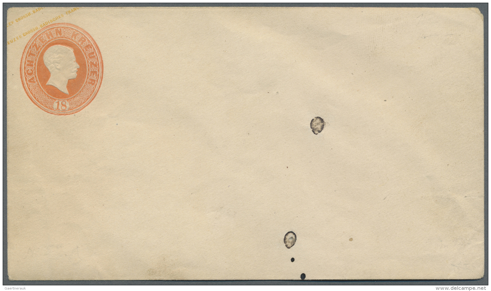 Baden - Ganzsachen: 1858, 18 Kr. Ganzsachenumschlag Im Format A, Zwei Ungebrauchte Neudrucke Mit Verschiedenen Wertstemp - Altri & Non Classificati