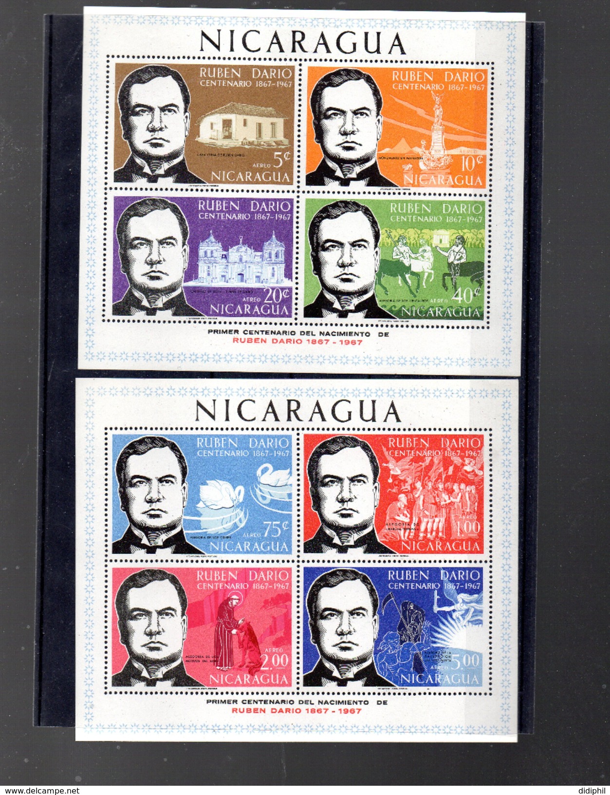 NICARAGUA BLOC 106/107**  SUR LE POETE RUBEN DARIO - Nicaragua