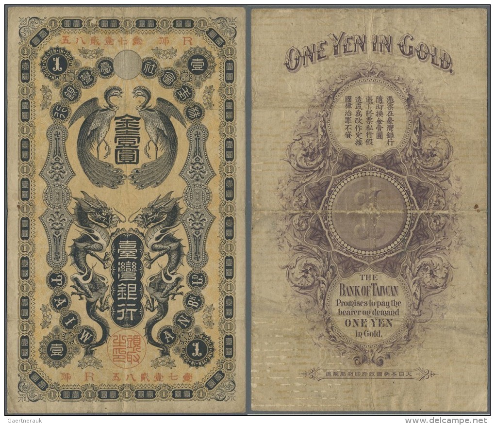 Taiwan: 1 Gold Yen 1904 P. 1911, 3 Strong Horizontal And One Vertical Fold, No Holes Or Tears, Still Strongness In Paper - Taiwan
